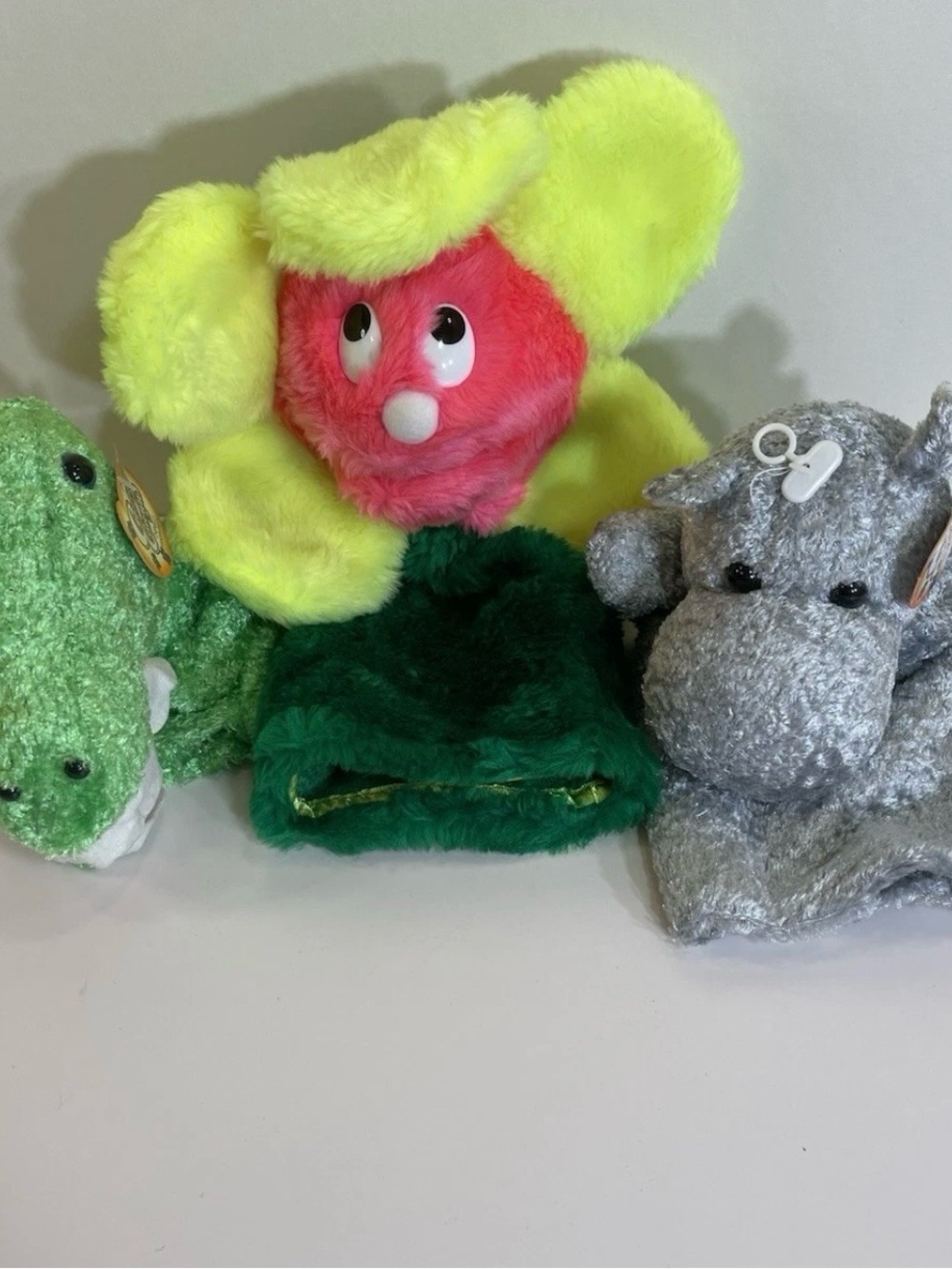 The Puppet Factory Flower Puppet Vintage & 2 Chenille Cuddly Cousins Hand Puppet
